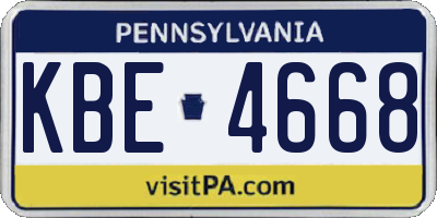 PA license plate KBE4668