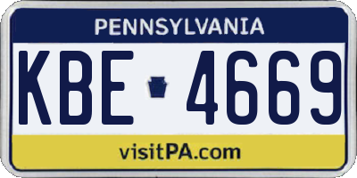 PA license plate KBE4669