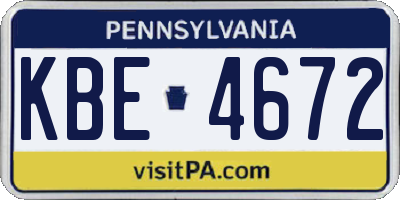 PA license plate KBE4672