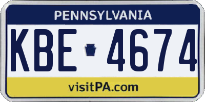 PA license plate KBE4674