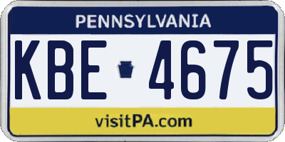 PA license plate KBE4675