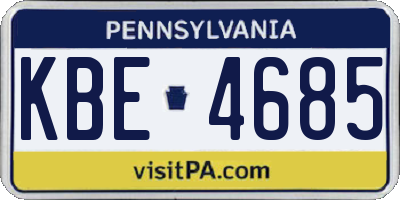 PA license plate KBE4685