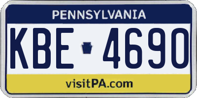 PA license plate KBE4690