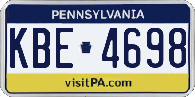 PA license plate KBE4698