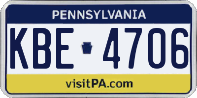 PA license plate KBE4706
