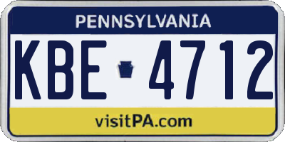 PA license plate KBE4712