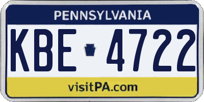 PA license plate KBE4722