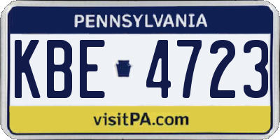 PA license plate KBE4723