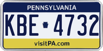 PA license plate KBE4732