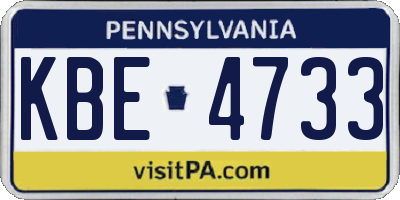 PA license plate KBE4733