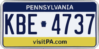 PA license plate KBE4737