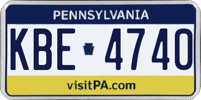 PA license plate KBE4740