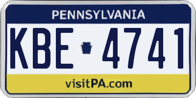 PA license plate KBE4741