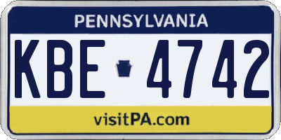 PA license plate KBE4742