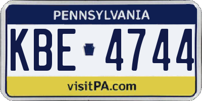 PA license plate KBE4744