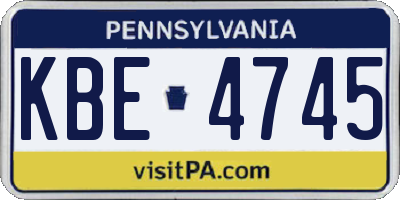 PA license plate KBE4745