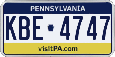 PA license plate KBE4747