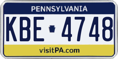 PA license plate KBE4748