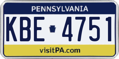 PA license plate KBE4751
