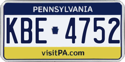 PA license plate KBE4752