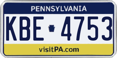 PA license plate KBE4753