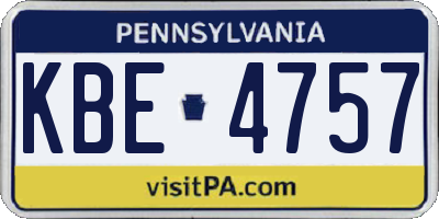 PA license plate KBE4757