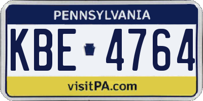 PA license plate KBE4764