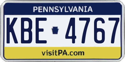 PA license plate KBE4767