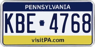 PA license plate KBE4768