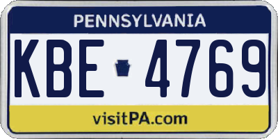 PA license plate KBE4769