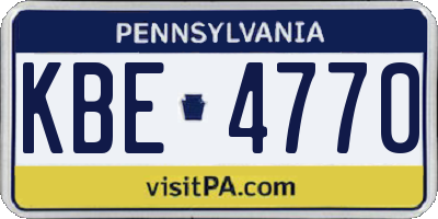 PA license plate KBE4770