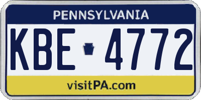 PA license plate KBE4772