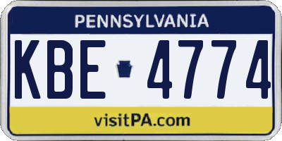 PA license plate KBE4774
