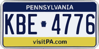 PA license plate KBE4776
