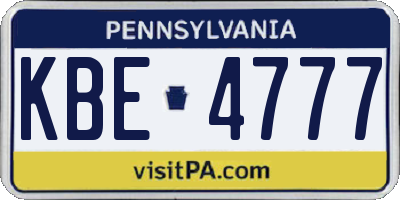 PA license plate KBE4777