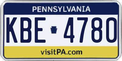 PA license plate KBE4780