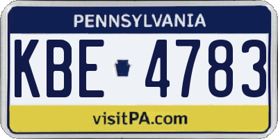 PA license plate KBE4783