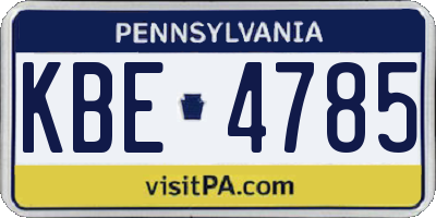 PA license plate KBE4785