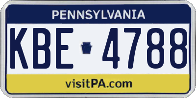 PA license plate KBE4788