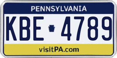 PA license plate KBE4789