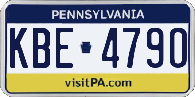 PA license plate KBE4790
