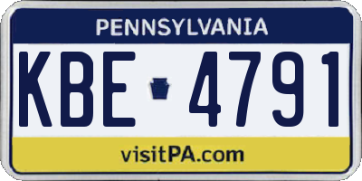 PA license plate KBE4791