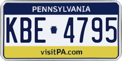PA license plate KBE4795