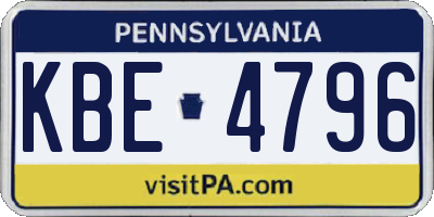 PA license plate KBE4796
