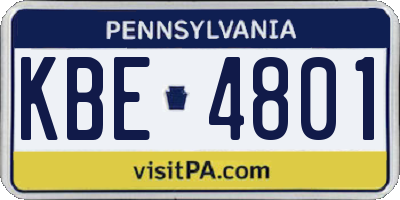 PA license plate KBE4801