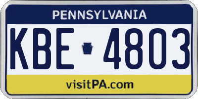 PA license plate KBE4803