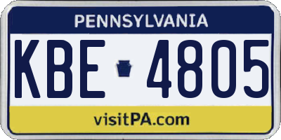 PA license plate KBE4805
