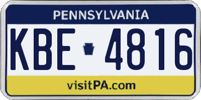 PA license plate KBE4816
