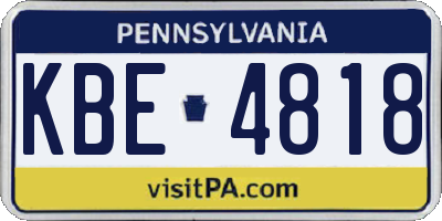 PA license plate KBE4818