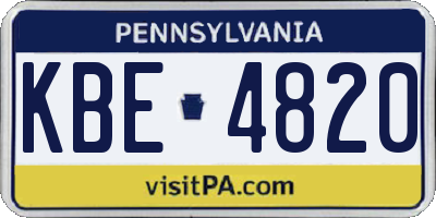 PA license plate KBE4820
